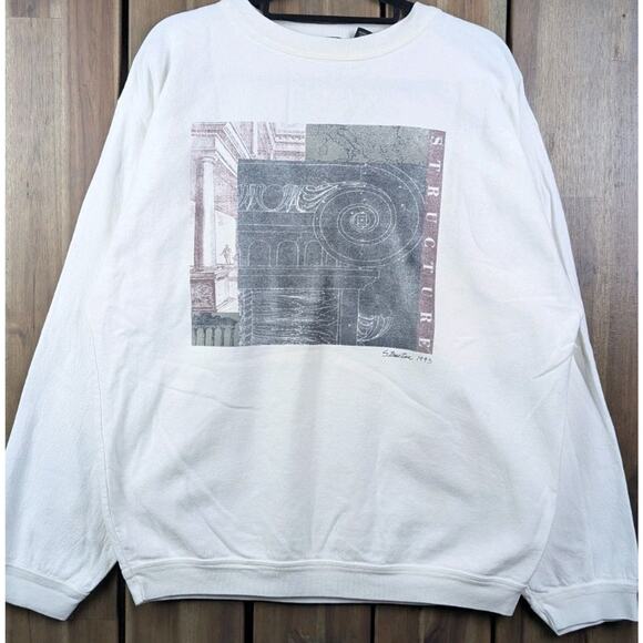 Structure Vintage 90s Renaissance Architecture Art Crewneck Sweatshirt Large - Picture 2 of 9